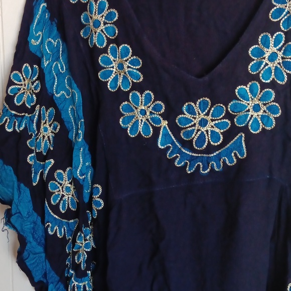 Blue boho flowy one size top - Picture 2 of 5